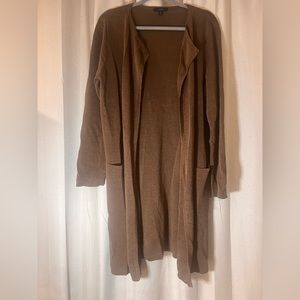 JCREW Juliette collarless sweater-blazer in linen blend, light pecan